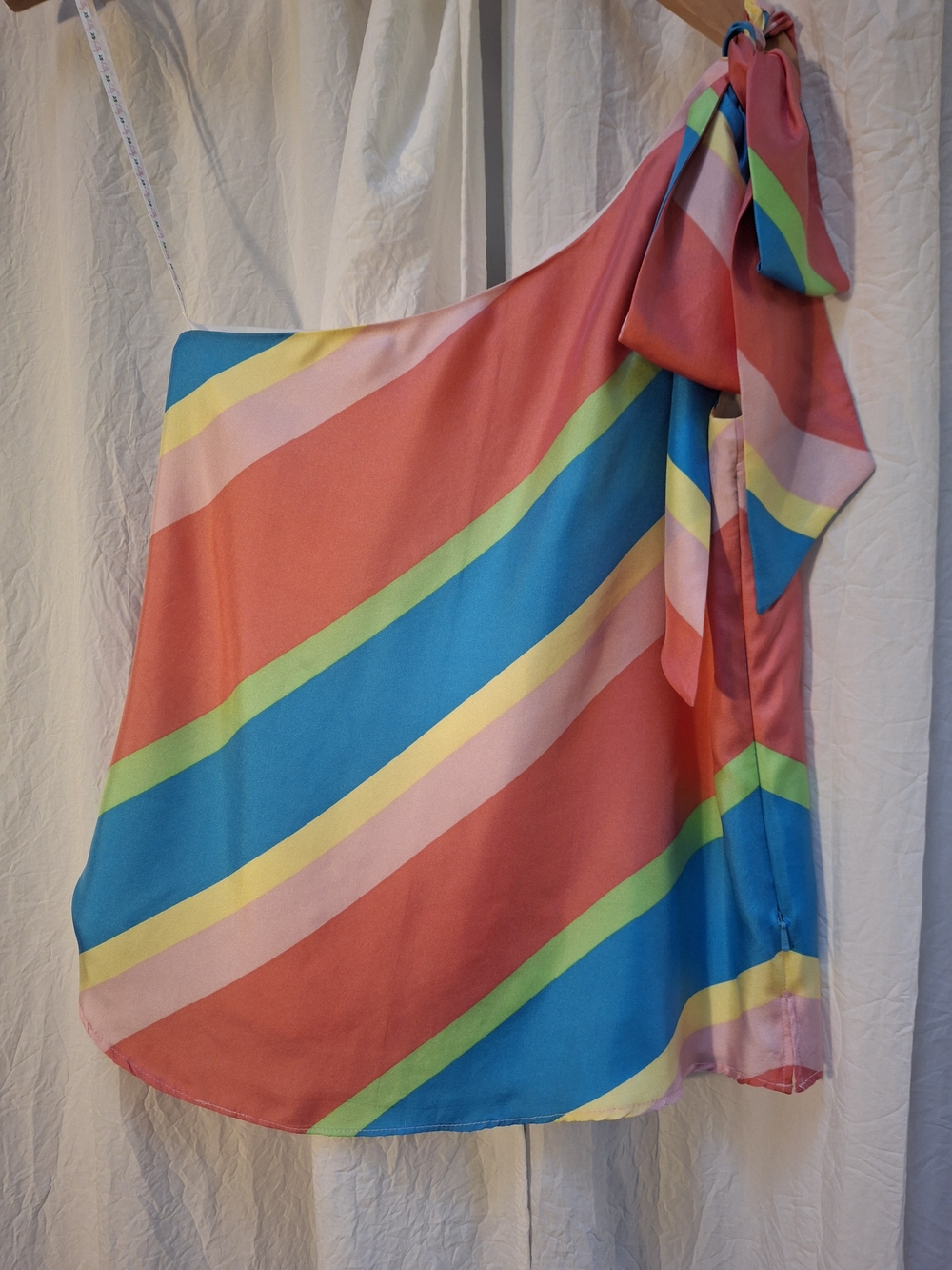 Lilly Pulitzer One-Shoulder Striped Top in Coral, Teal, Yellow & Pink